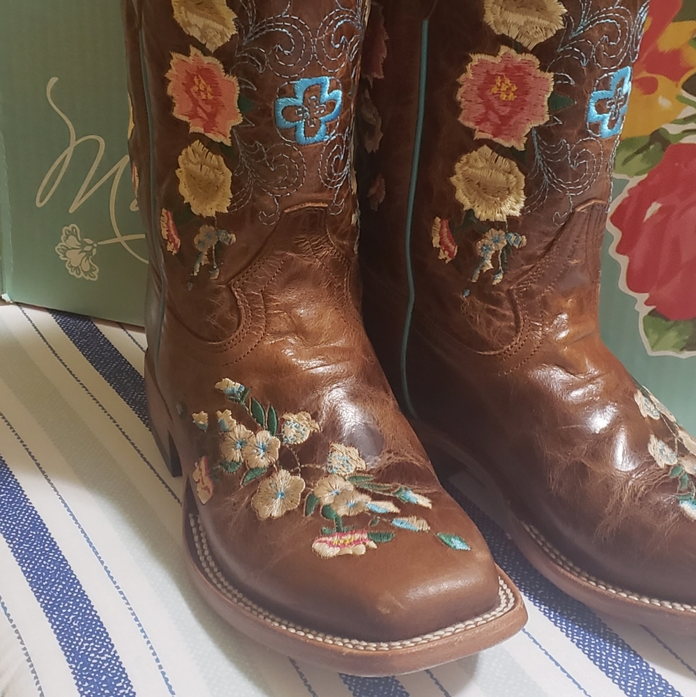 Macie bean girls square toe cowgirl boots